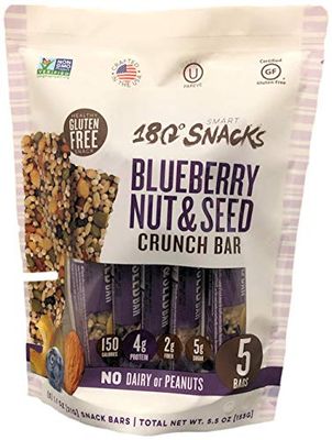 180 Snacks Fruit Nut &amp; Seed Crunch Bar 1 Pack, 5 Snack Bars (Blueberry)
