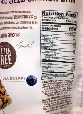 180 Snacks Fruit Nut &amp; Seed Crunch Bar 1 Pack, 5 Snack Bars (Blueberry)