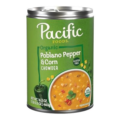 Pacific Foods Organic Poblano Pepper and Corn Chowder, 16.3 oz Can