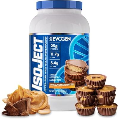 Evogen Isoject - Whey Protein Isolate  Ultra-Pure Whey Protein Powder with Ignitor Enzymes, BCAAs, and EAAs  Enhanced Absorption &amp; Recovery  Chocolate Peanut Butter  28 Servings