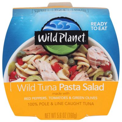 Wild Planet Ready-To-Eat Wild Tuna Pasta Salad With Organic Red Peppers, Tomatoes &amp; Green Olives, 5.6oz, Pack Of 1