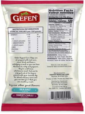 Gefen Kettle Popped Corn Chips, 1oz (8 Pack)  Gluten Free  Healthy Snacking  Nothing Artificial  Snack Bag