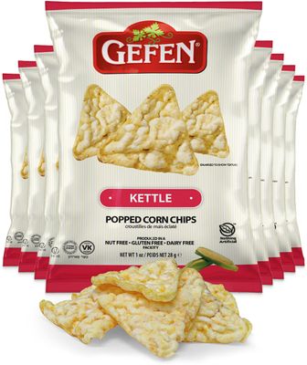 Gefen Kettle Popped Corn Chips, 1oz (8 Pack)  Gluten Free  Healthy Snacking  Nothing Artificial  Snack Bag