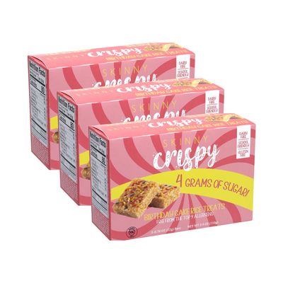 Skinny Crispy Birthday Cake Rice Treats - Low Sugar (4g), Vegan, Gluten-Free, Dairy-Free, Non-GMO, Top 9 Allergen-Free, Healthy Snack Bars, 15 Count