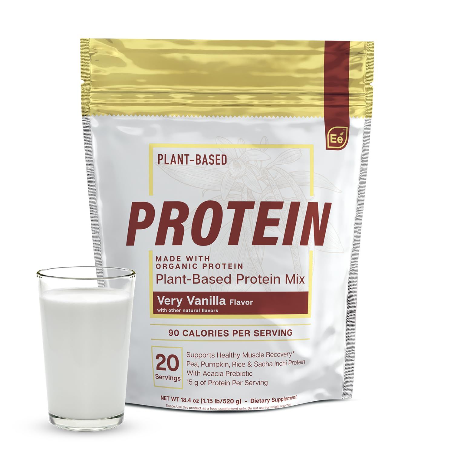 Essential Elements Pea Protein Powder - Very Vanilla  Low-carb Plant-Based Vegan Blend - Keto-Friendly and Gluten-Free  20 Servings, 18oz