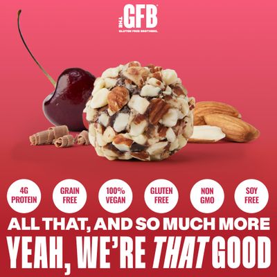 The GFB Chocolate Cherry Almond Protein Bites - Gluten Free, Plant Based, Non GMO, Sustainably Made - Ridiculously Tasty, Healthy, Vegan, Protein Energy Balls, 4 oz (6 Count)