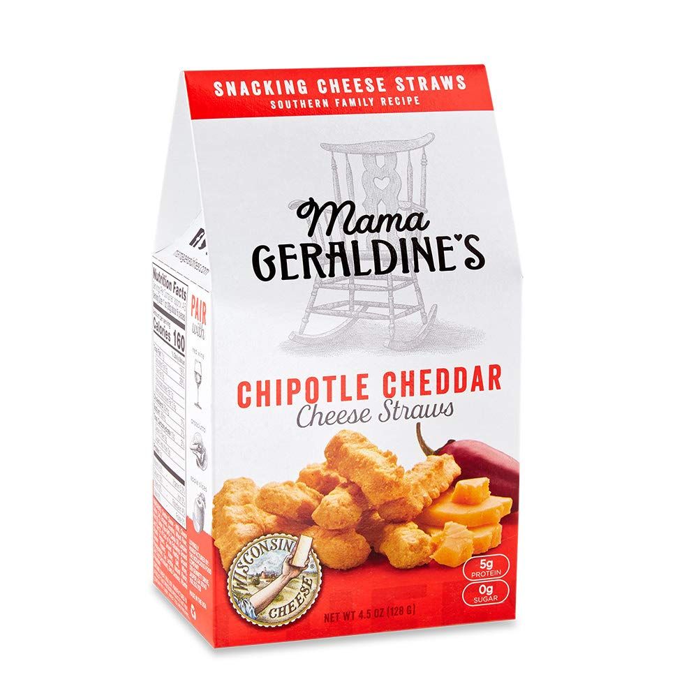 Mama Geraldine&#39;s Chipotle Cheese Straws - 4.5 oz Box (12 Pack) - Spicy &amp; Savory Baked Cheese Snacks