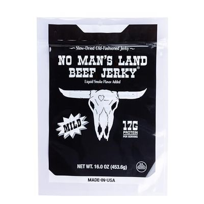 No Mans Land Beef Jerky - Low Calorie, Low Carb, High Protein Beef Snack - Flavor MILD 16oz (Pack of 1)