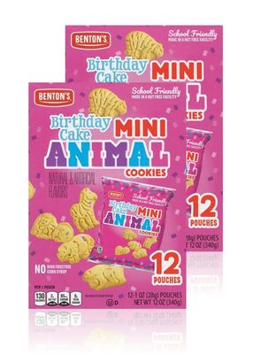 Bentons Mini Cookie Snack Packs (2 Boxes, Birthday Cake Animal)