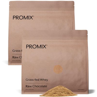 Promix Whey Protein Powder, Raw Chocolate - 5lb Bulk - Grass-Fed &amp; 100% All Natural - Post Workout Fitness &amp; Nutrition Shakes, Smoothies, Baking &amp; Cooking Recipes - Gluten-Free &amp; Keto-Friendly
