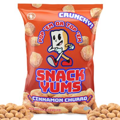 Snack Yums Cinnamon Churro Bite Size Mini Cookies - Delicious Plant-Based Snack - Perfect Yogurt &amp; Ice Cream Toppers - Vegan, Nut-Free, Egg-Free, Kosher - (3 Ounce (Pack of 6)