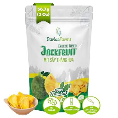 DARLAC FARMS Freeze Dried Jackfruit Bites, Pack 1, No Sugar Added, Healthy Fruit Snacks for Kids, Adults &amp; All Ages, Premium Organic Crispy Crunchy Snacks, Tea, Baking, Smoothie, Yogurt, 2 Oz