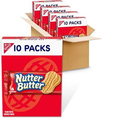Nutter Butter Peanut Butter Sandwich Cookies, 40 Snack Packs (4 Cookies Per Pack, 4 Boxes)
