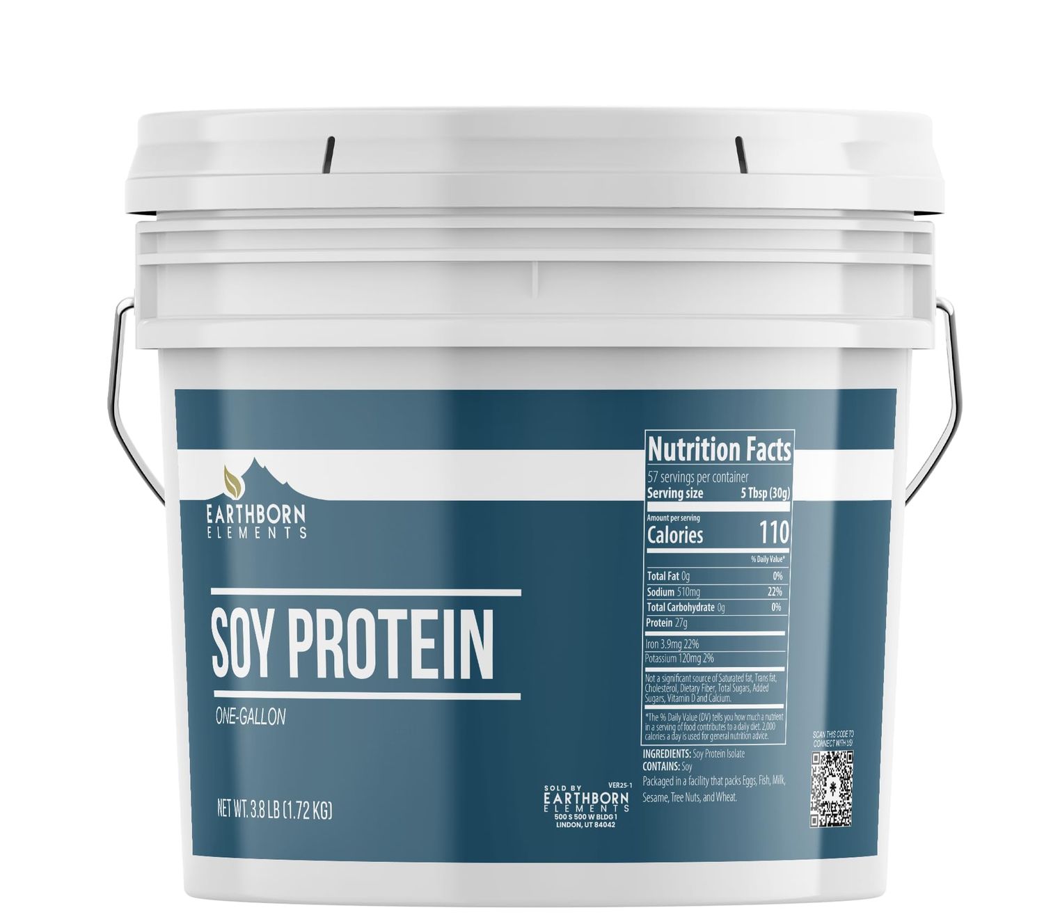 Earthborn Elements Soy Protein Powder1 Gallon Bucket, Always Pure, Smoothies &amp; Shakes (3.8 Pounds)