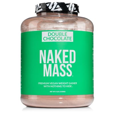 Naked Vegan Mass - Double Chocolate Weight Gainer - 1,260 Calories, 50G Protein, Nothing Artificial, All Natural Weight Gainer Protein Powder, GMO-Free, Gluten-Free &amp; Soy-Free - 8LB Bulk - 11 Servings