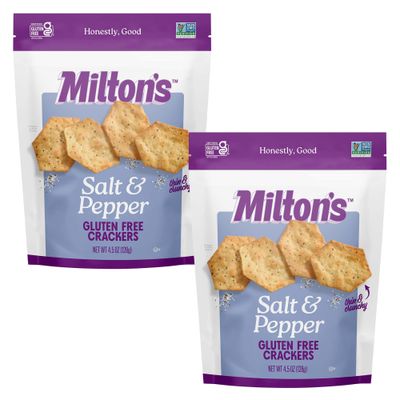 Miltons Gluten Free Crackers, Salt &amp; Pepper - Non-GMO Project Verified, Kosher, Certified Gluten Free Snack, 5 Grains In Every Bite - 4.5 Oz, Pack of 2