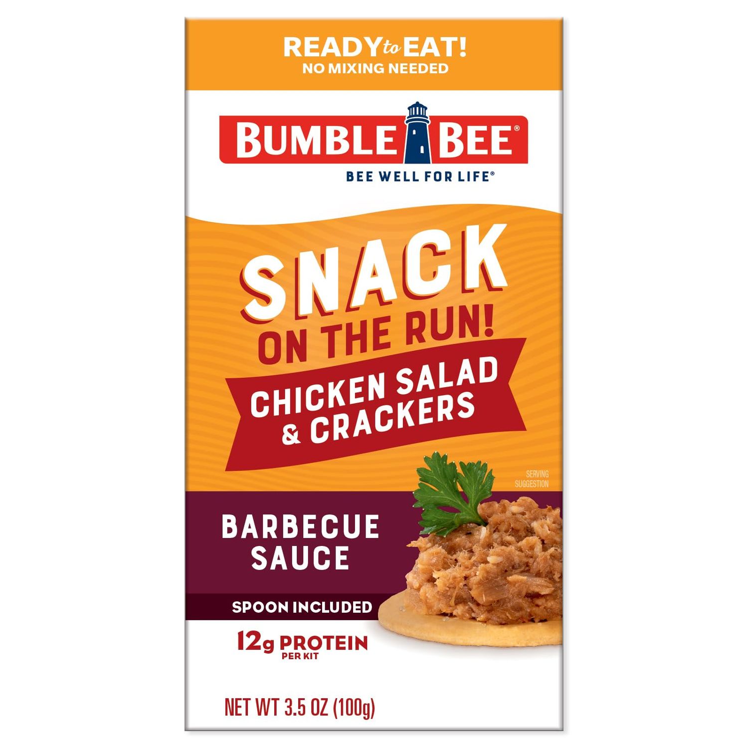 Bumble Bee Snack on the Run BBQ Chicken Salad with Crackers Kit, 3.5 oz - Ready to Eat, Spoon Included - Shelf Stable &amp; Convenient Protein Snack