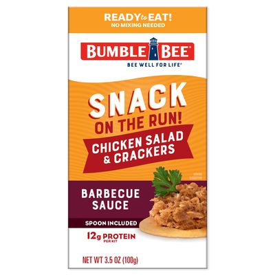 Bumble Bee Snack on the Run BBQ Chicken Salad with Crackers Kit, 3.5 oz - Ready to Eat, Spoon Included - Shelf Stable &amp; Convenient Protein Snack