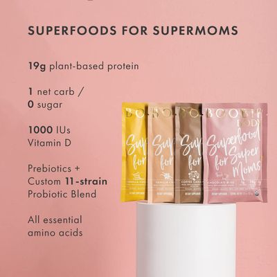Boobie Body Superfood Protein Shake for Moms, Pregnancy and Lactation Support Protein Powder to Increase Milk Supply, Probiotics, Organic, Dairy-Free, Gluten-Free Vegan Vanilla Cookie Single Srv 10pk
