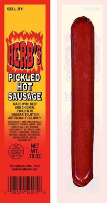 Herbs Pickled Hot Sausages 0.7oz Individually Wrapped - 24-ct Pickled Hot Sausages Per Cup