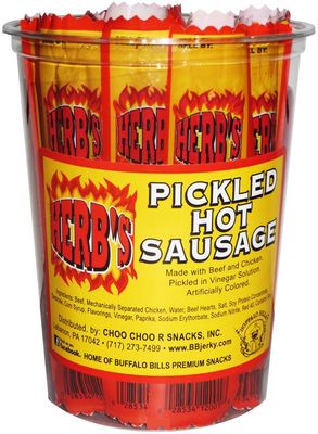 Herbs Pickled Hot Sausages 0.7oz Individually Wrapped - 24-ct Pickled Hot Sausages Per Cup