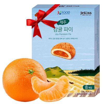 Korean Food Jeju Island Tangerine Pie (7.90oz, 8ea) from Jeju Island, Korean Dessert, Korean Snack, gift from Korea, Individually packed