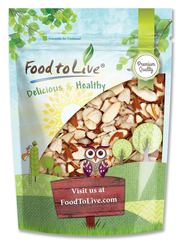 Food to Live California Natural Sliced Almonds, 8 Ounces - Raw Unblanched Almond Nuts, Kosher, Vegan, Keto, Bulk. High in Protein, Dietary Fiber, Vitamin E. Great for Desserts, Salads, Granola