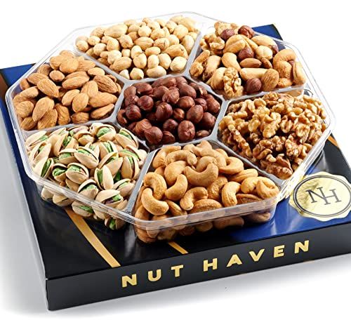 Nuts Gift Basket - Assortment of Sweet &amp; Roasted Salted Gourmet Nuts - Assorted Food Gift Box for Christmas, Thanksgiving, Fathers Day, Mothers Day, Family, Sympathy, Men &amp; Women.