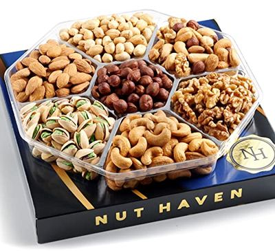 Nuts Gift Basket - Assortment of Sweet &amp; Roasted Salted Gourmet Nuts - Assorted Food Gift Box for Christmas, Thanksgiving, Fathers Day, Mothers Day, Family, Sympathy, Men &amp; Women.