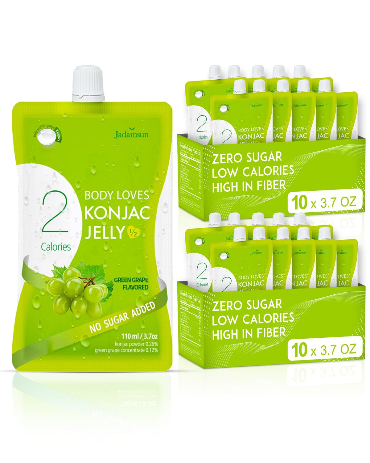 Jadamsun Konjac Jelly (Grape, 20 pcs) - Lowest Calorie Healthy Korean Snack, Dietary Fiber, Sugar-Free Jelly Drink Vegan, Low-Calorie, Gluten-Free.