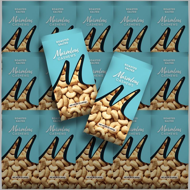 Roasted Salted Cashews 1LB Bag - Marvelous Cashews