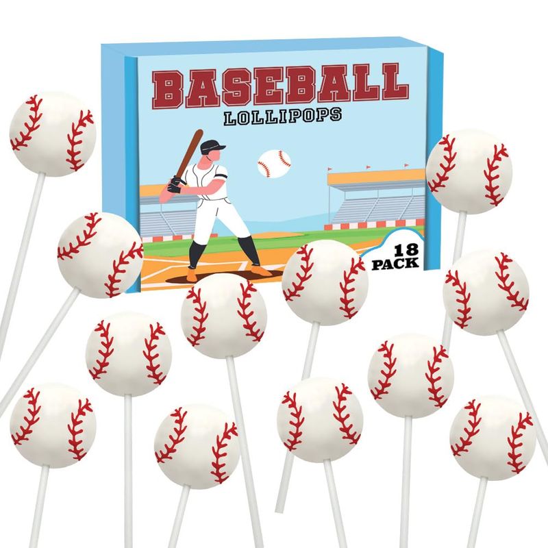 Baseball Candy Lollipops - 18 Count Individually Wrapped Suckers - Great for Baseball Party Favors - Sports Snacks - Baseball Goodie Bags - Softball Team Treats