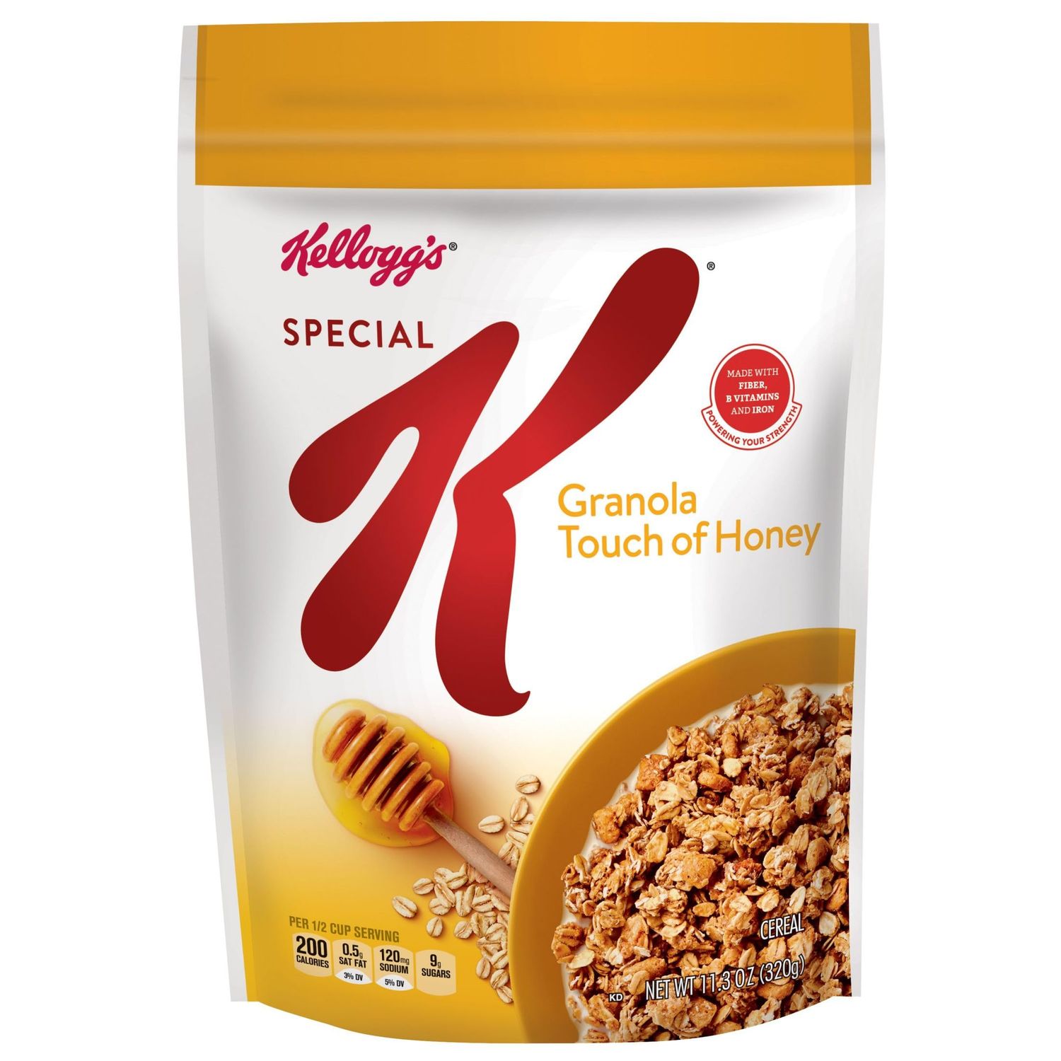 Kelloggs Special K Breakfast Granola Cereal, 8 Vitamins and Minerals, Anytime Snacks, Touch of Honey (6 Bags)