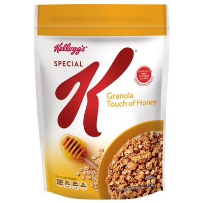 Kelloggs Special K Breakfast Granola Cereal, 8 Vitamins and Minerals, Anytime Snacks, Touch of Honey (6 Bags)