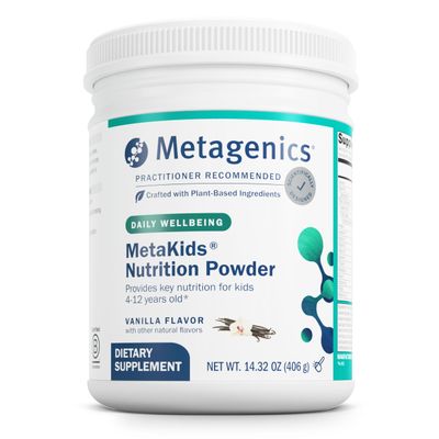 Metagenics MetaKids Nutrition Powder - Kids Multivitamin Powder - With Prebiotics, DHA, Protein &amp; Amino Acids - Complete Protein - Non-GMO &amp; Gluten Free - Vanilla - 13.33 oz