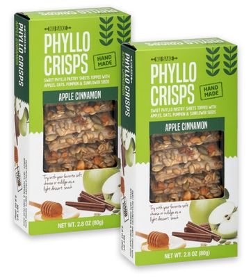 Phyllo Crisps Pastry Dough Sheets Crisp Snack Bundle - Apple Cinnamon with Kokobunch Kit by Nu Bake  2 Pk - 2.8 oz