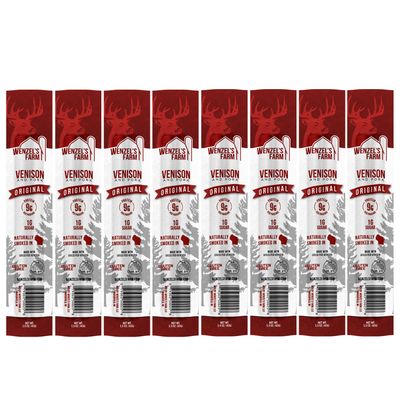 Wenzels Farm Original Venison Snack Sticks 8 Pack  Supports Active Lifestyles  High Protein, Low Carb  No MSG, Fillers, Binders, Artificial Colors  Gluten Free