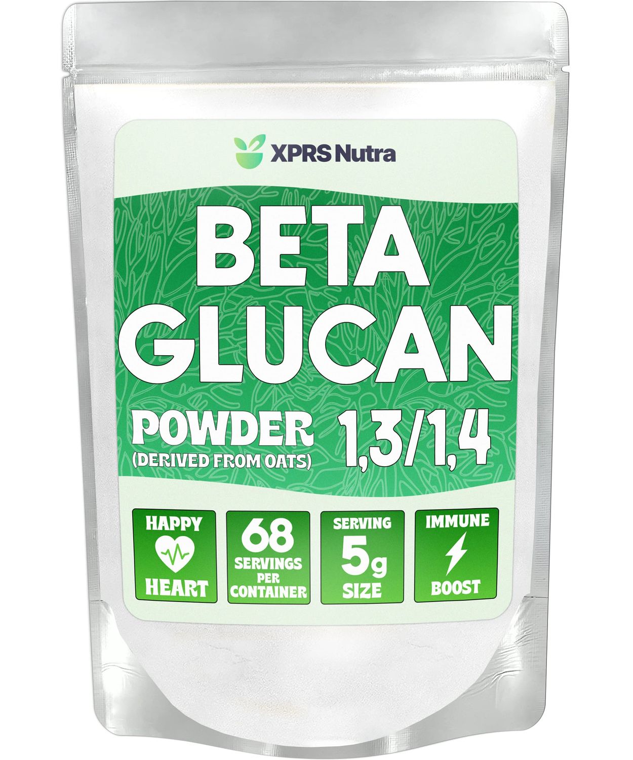XPRS Nutra Beta Glucan Powder - Pure Unflavored Oat Beta Glucan Supplements Powder - Non GMO, Vegan Friendly 1 3 Beta Glucan - Premium Kids Beta Glucan Comprised of 100% Oat B Glucans (12 Ounce)