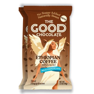 THE GOOD CHOCOLATE - Keto Milk Chocolate Coffee Bars with 80% Less Sugar &amp; Lower Net Carb - Milk Chocolate Bar that Offers Lower Calorie Chocolate Candy - Keto Snacks All Natural Non-GMO (2 Bars)