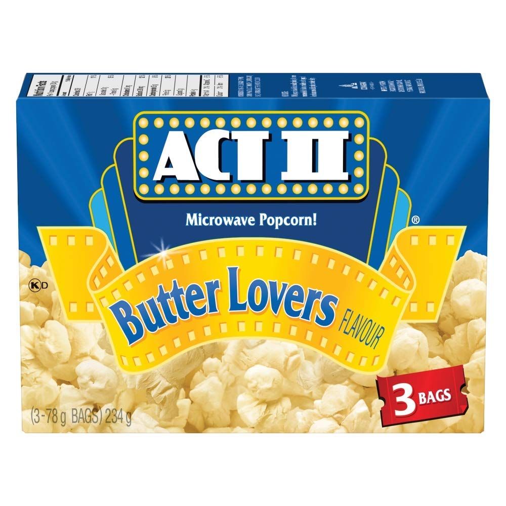 Act ii Microwave Gourmet Popcorn - Butter Lovers (3 x 78g Snack-Size Bags), (Imported from Canada)
