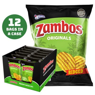 Zambos Plantain Chips Original, Ridged (Pack of 12)