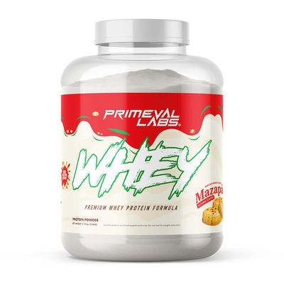 Primeval Labs Whey Protein  Pure Whey Protein Concentrate  for Muscle Growth &amp; Recovery  Easy to Mix Formula  Mazapan  60 Servings