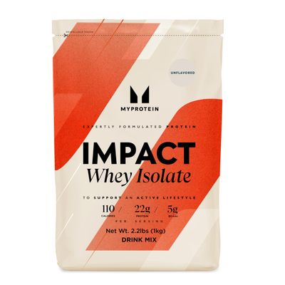 Myprotein Impact Whey Isolate Protein Powder, Gluten Free Protein Powder, Muscle Mass Protein Powder, Dietary Supplement for Weight Loss, GMO &amp; Soy Free, Whey Protein Powder , Unflavored, 2.2 Lbs