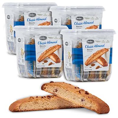 Nonni&#39;s Originali Almond Biscotti Italian Cookies - 4 Tubs - Biscotti Individually Wrapped Cookies - Italian Biscotti Cookies Baked Fresh w/a Hint of Anise &amp; California Almonds - Kosher - 20 oz