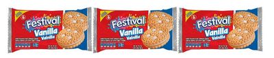 FESTIVAL Vanilla Cookies, Cream Vanilla Sandwich Cookies, Natural Dyes &amp; Low Sodium, High Cream Content, 14.6 Oz (Pack of 3)
