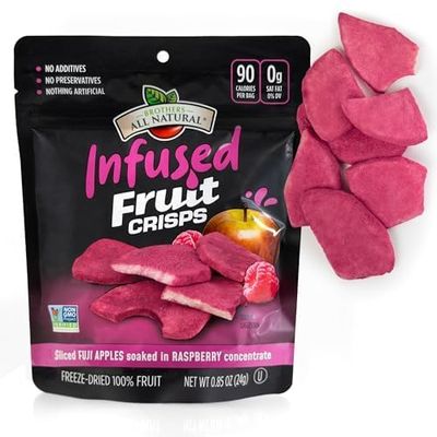 Brothers All Natural Infused Freeze Dried Fruit Crisps, Fuji Apple Infused with Raspberry, 0.85 Oz (Pack of 8), Made with 100% Fruit, Gluten Free, Soy Free, Vegan, Heathy Snack, Resealable Pouch