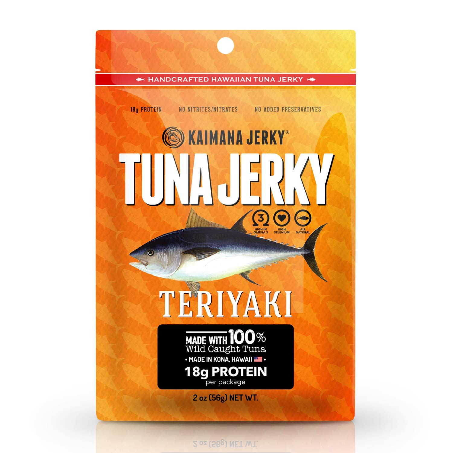 Kaimana Ahi Tuna Jerky Teriyaki 2 Ounce - Soft and Tasty - Premium Fish Jerky Made in the USA. High in Omega 3&#39;s, All Natural and Wild Caught