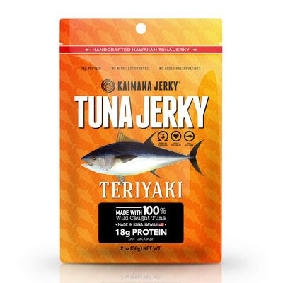 Kaimana Ahi Tuna Jerky Teriyaki 2 Ounce - Soft and Tasty - Premium Fish Jerky Made in the USA. High in Omega 3&#39;s, All Natural and Wild Caught