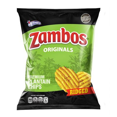 Zambos Plantain Chips Original, Ridged (Pack of 12)