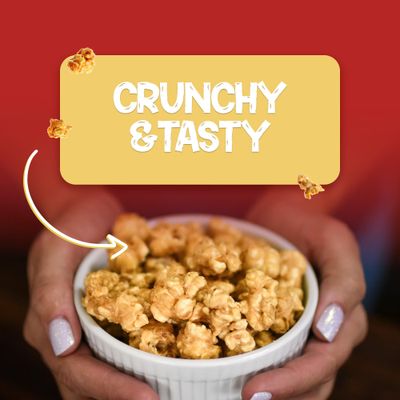 KrackCorn Caramel Popcorn - Gluten-Free, Non-GMO Caramel Flavored Popcorn, Sweet and Salty Corn Gourmet Snack - Delicious Treat for Family Parties, Movie Nights - 11 Oz, Pack of 3
